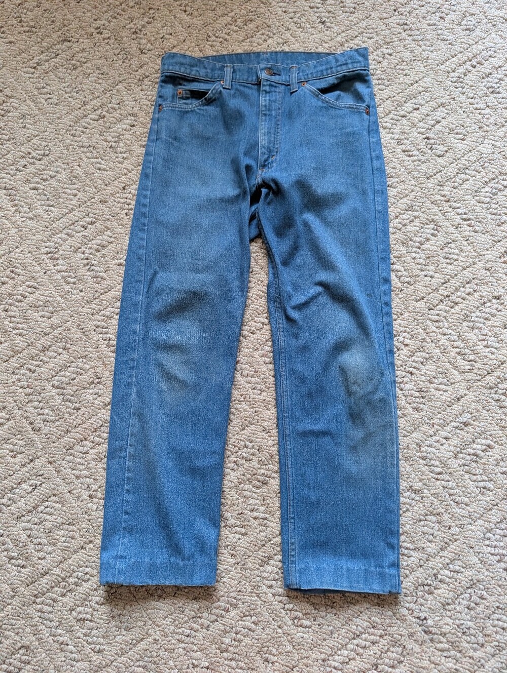 Vintage 70s Levi's Orange Tab 505 Distressed Blue Denim Jeans Talon Zipper Retro